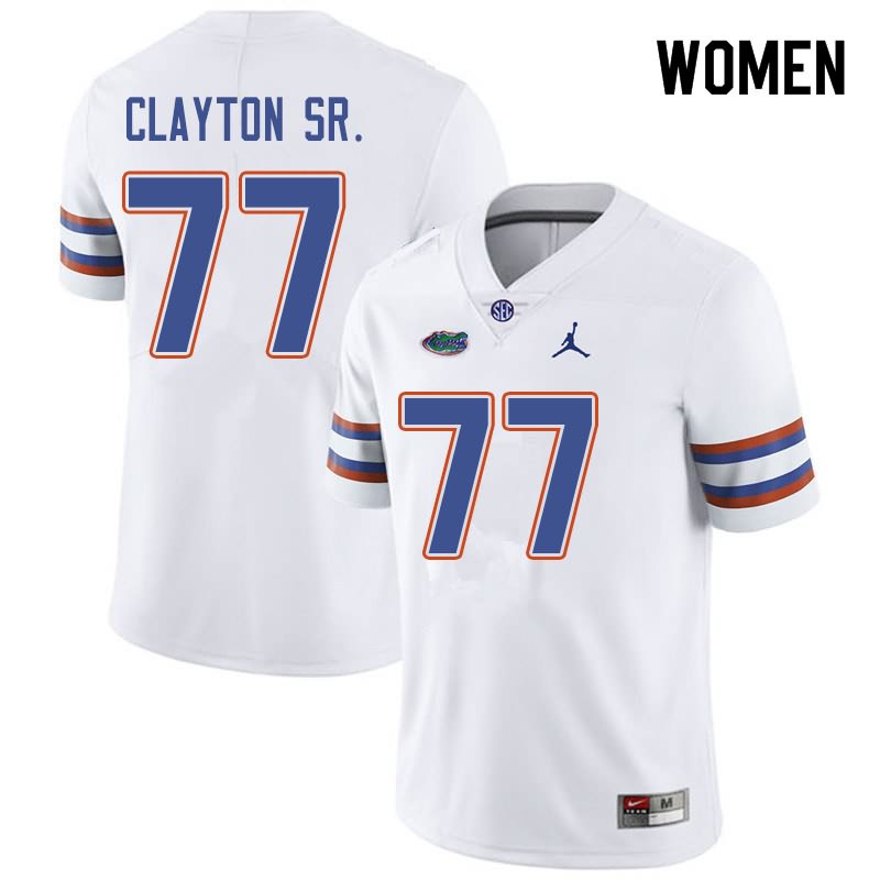 NCAA Florida Gators Antonneous Clayton Sr. Women's #77 Jordan Brand White Stitched Authentic College Football Jersey NUO1864QG